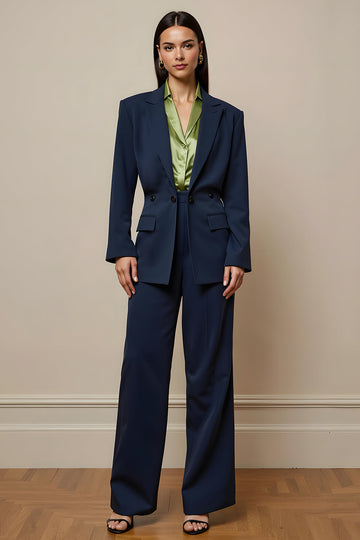 Marine Cranched Lapel 2 Piece Femmes Costumes avec Poche